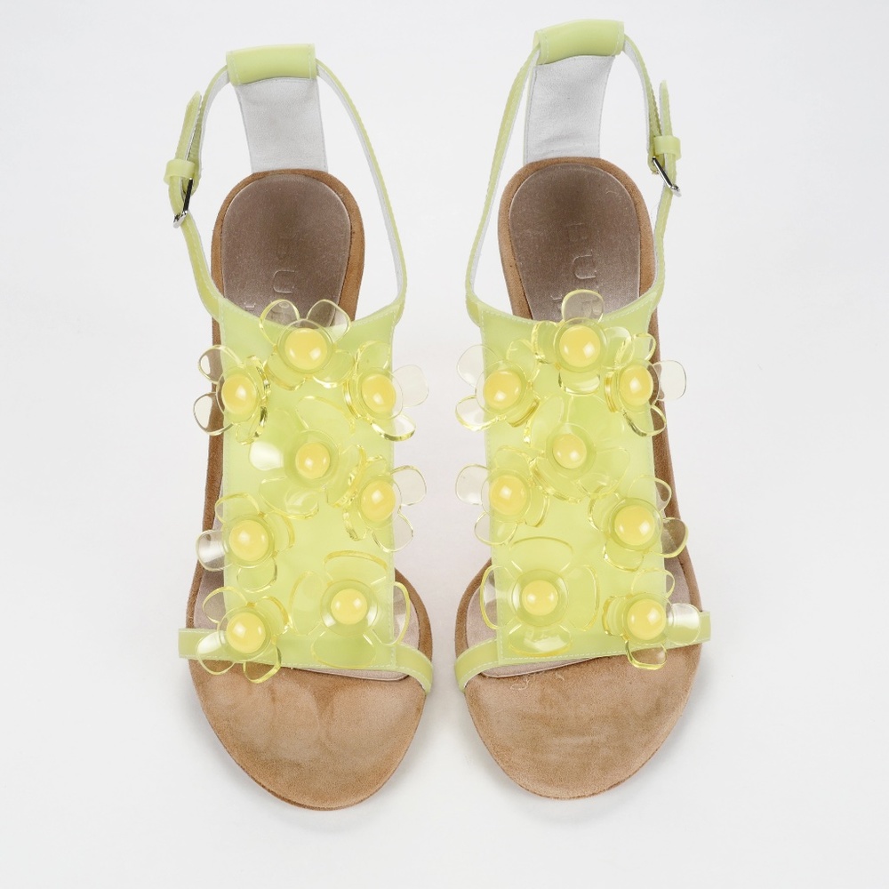 Burberry Lime Floral Sandals Size 5.5 - Picture 3 of 9